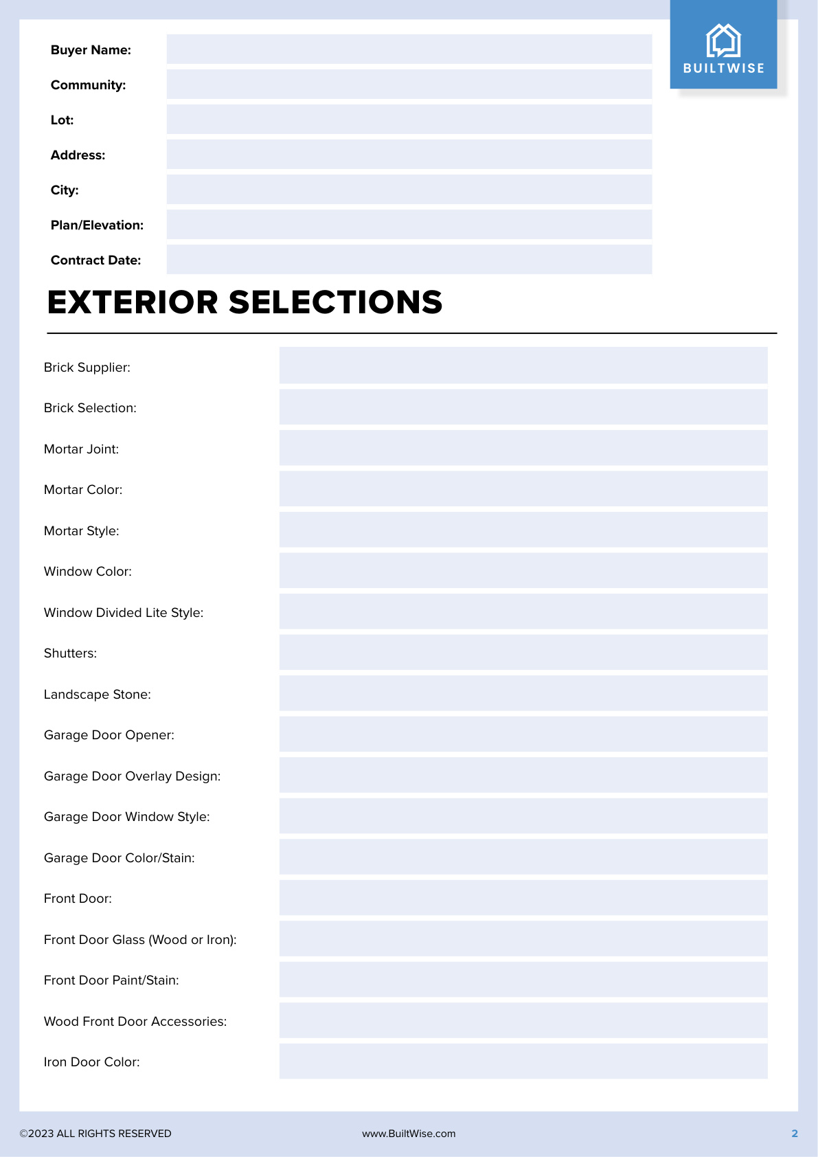 Selection Sheet page 1