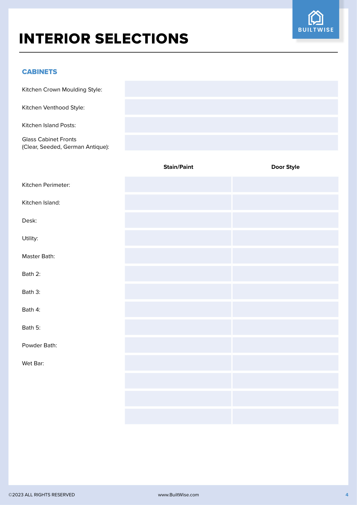 Selection Sheet page 3